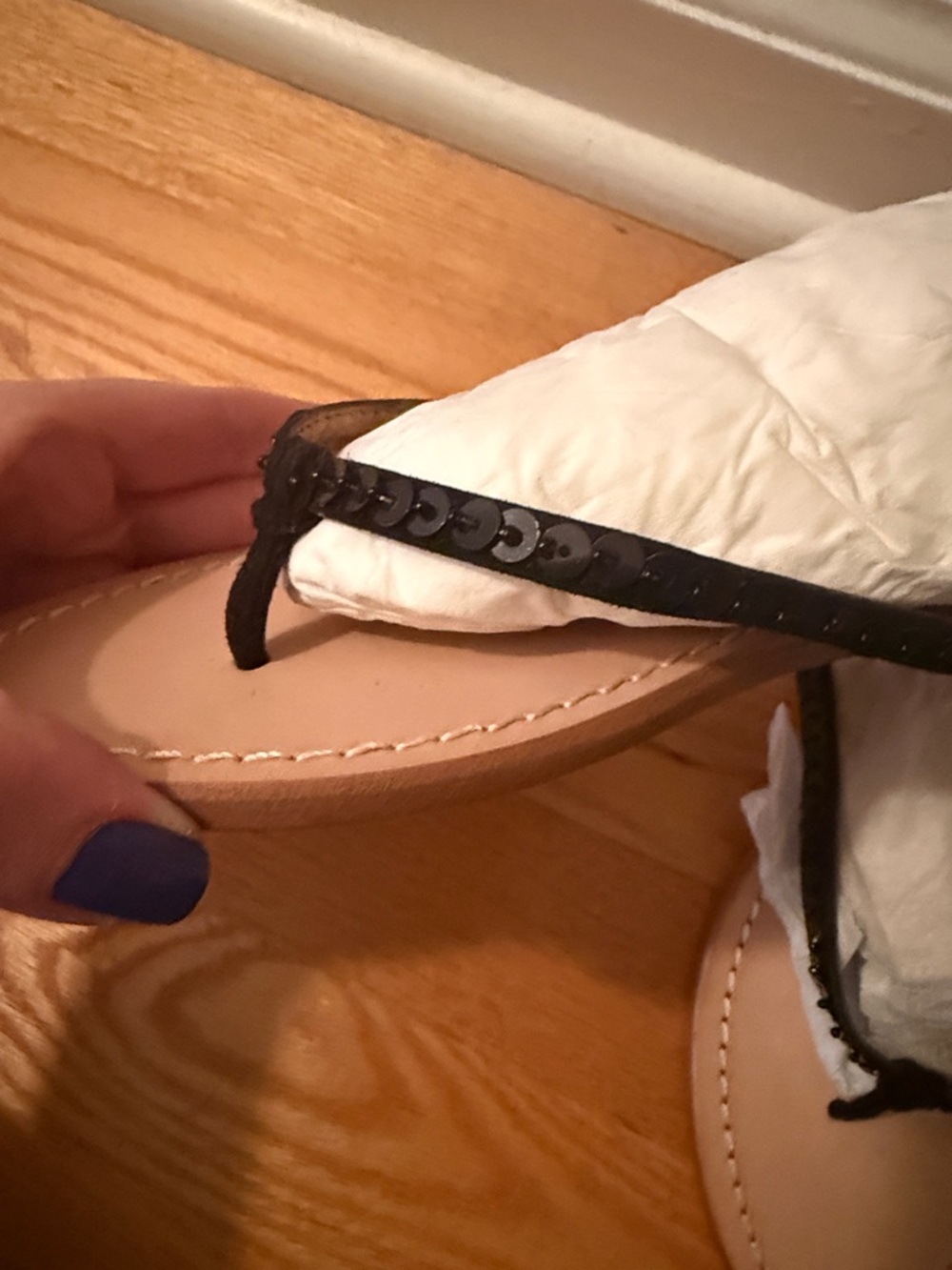 J. Crew Made in Italy leather sequin flip flop Sandals